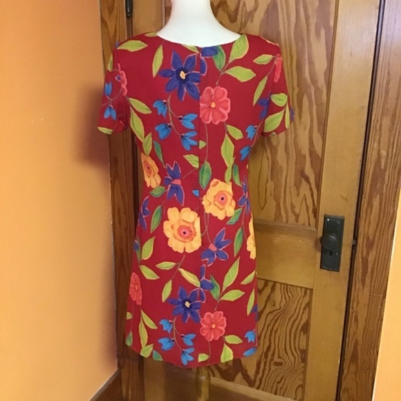 Vintage 90s bright red floral mini dress - Picture 11 of 11